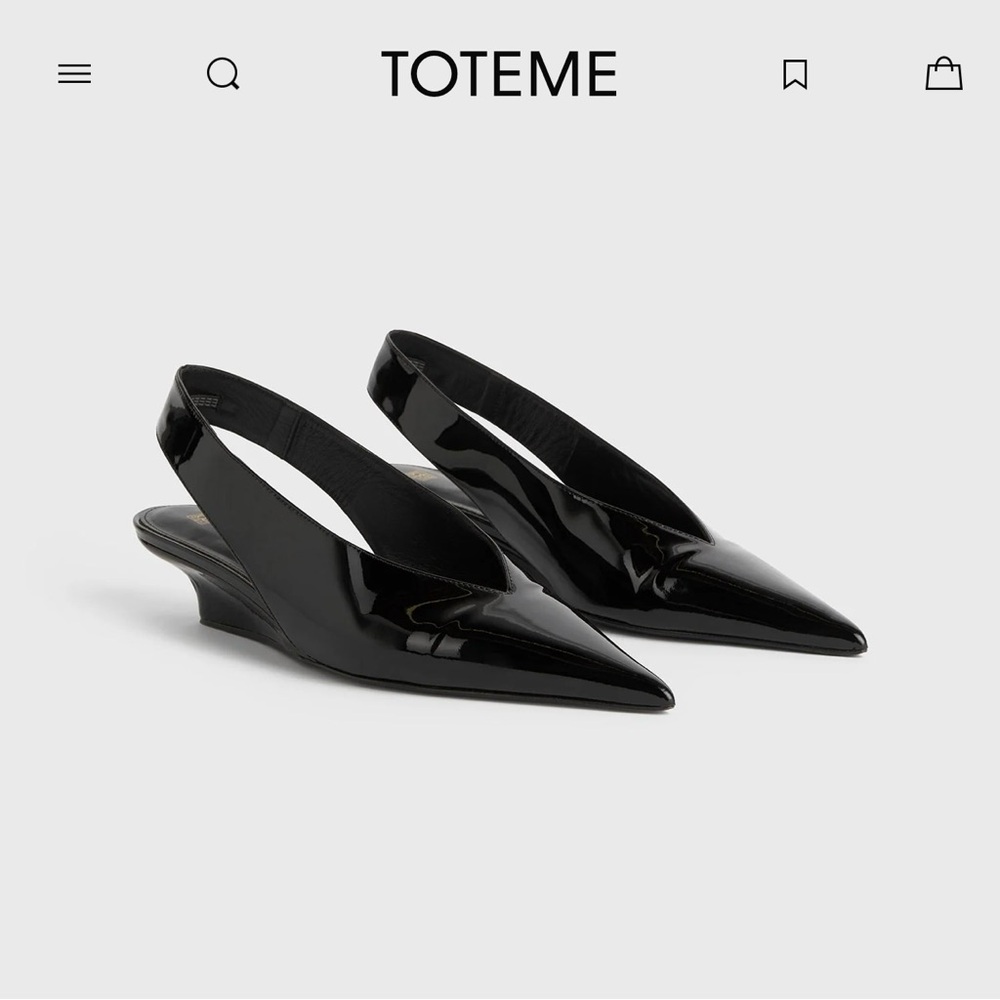 TOTEME (NWOT) Wedge-heel Patent Slingbacks Black - EU 37